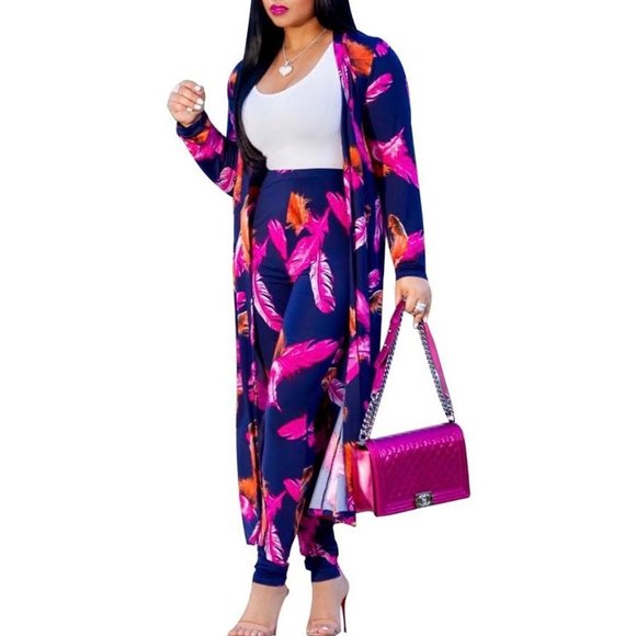 LAST 1! XXL Floral Maxi Cardigan and Leggings Set - Picture 3 of 8